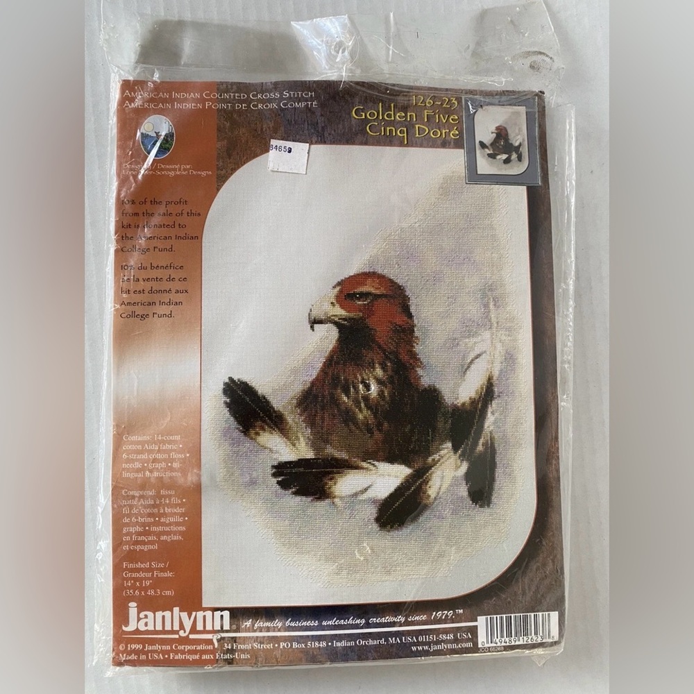 Janlynn American Indian Golden Five Eagle Counted Cross Stitch Kit 126-23